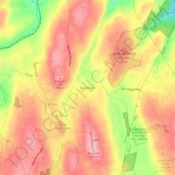 Mappa topografica East Village, altitudine, rilievo