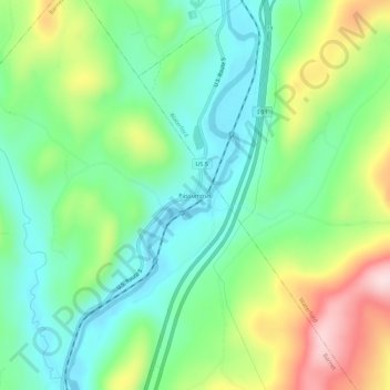 Mappa topografica Passumpsic, altitudine, rilievo