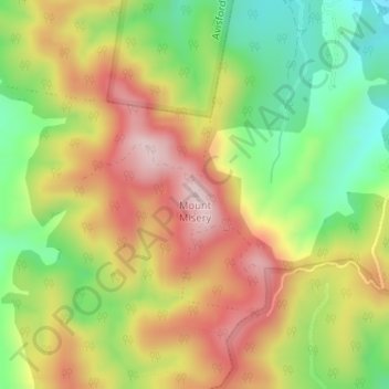 Mappa topografica Mount Misery, altitudine, rilievo
