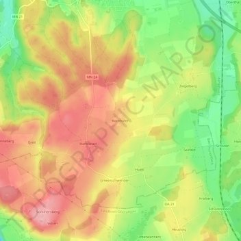 Mappa topografica Kornhofen, altitudine, rilievo