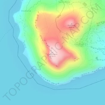 Mappa topografica Pachamama, altitudine, rilievo