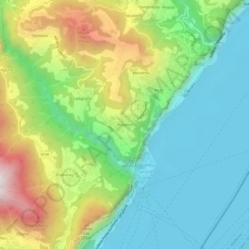 Mappa topografica Pregasio, altitudine, rilievo