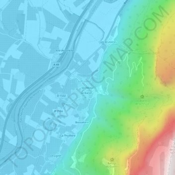 Mappa topografica Le Village, altitudine, rilievo
