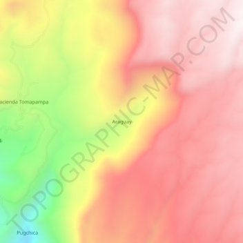 Mappa topografica Araguay, altitudine, rilievo