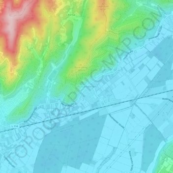 Mappa topografica Wasenweiler, altitudine, rilievo