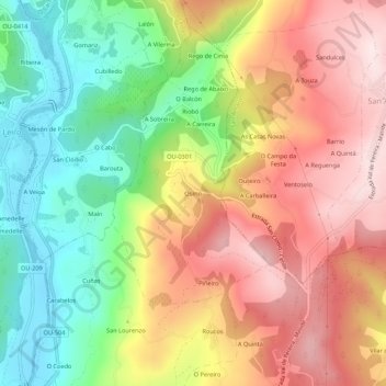 Mappa topografica Osmo, altitudine, rilievo