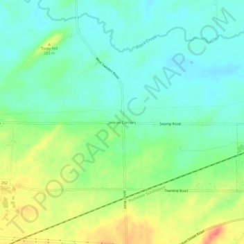Mappa topografica Jericon Corners, altitudine, rilievo