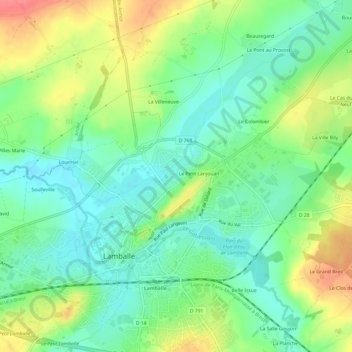 Mappa topografica la Guerine, altitudine, rilievo