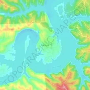 Mappa topografica Oak Grove, altitudine, rilievo