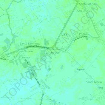 Mappa topografica San Roque, altitudine, rilievo