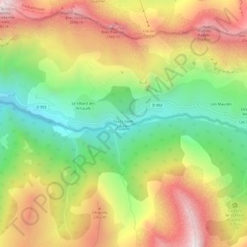 Mappa topografica Fours Saint-Laurent, altitudine, rilievo