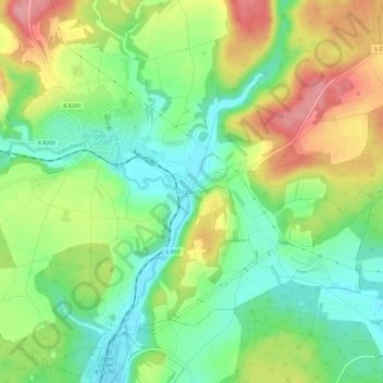 Mappa topografica Hitzkofen, altitudine, rilievo
