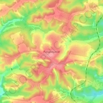 Mappa topografica Раздольное, altitudine, rilievo