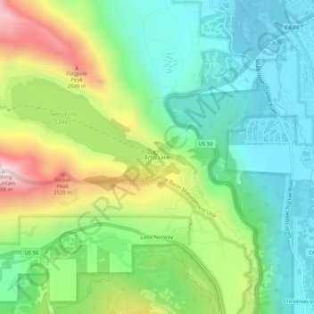 Mappa topografica Echo Lake, altitudine, rilievo