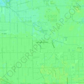 Mappa topografica Lehigh Acres, altitudine, rilievo