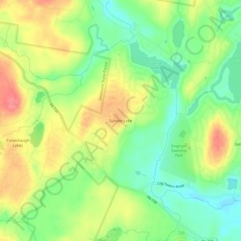Mappa topografica Sunrise Lake, altitudine, rilievo