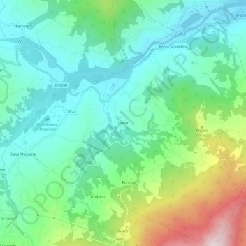 Mappa topografica Gotra, altitudine, rilievo