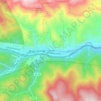 Mappa topografica Argo Mill, altitudine, rilievo