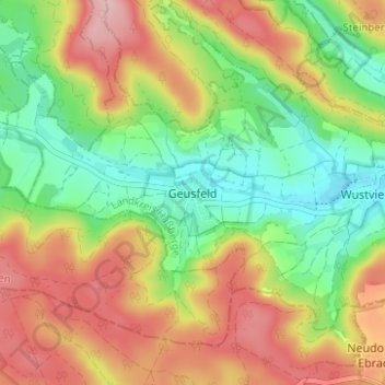 Mappa topografica Geusfeld, altitudine, rilievo