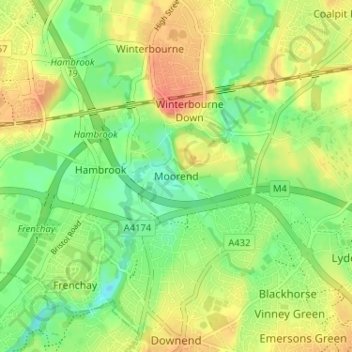 Mappa topografica Moorend, altitudine, rilievo