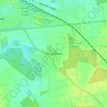 Mappa topografica Dungelbeck, altitudine, rilievo