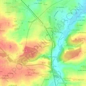 Mappa topografica Chantrel, altitudine, rilievo