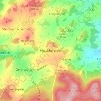 Mappa topografica Hirschberglein, altitudine, rilievo