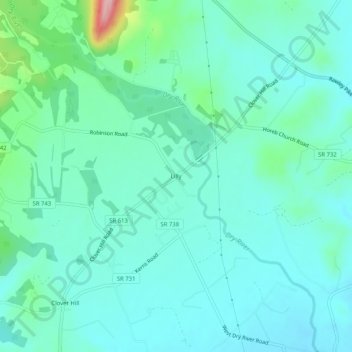 Mappa topografica Lilly, altitudine, rilievo