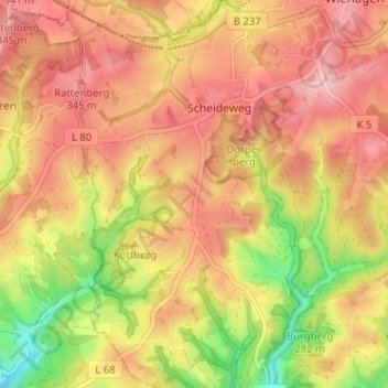 Mappa topografica Dörpfelderhöhe, altitudine, rilievo