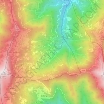 Mappa topografica Casale Staffora, altitudine, rilievo