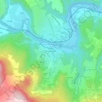 Mappa topografica Retournaguet, altitudine, rilievo