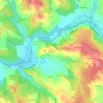 Mappa topografica Bonneuil, altitudine, rilievo