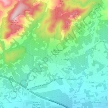 Mappa topografica el Papagai, altitudine, rilievo