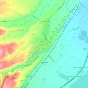 Mappa topografica Medesano, altitudine, rilievo