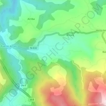Mappa topografica Fonduxu, altitudine, rilievo