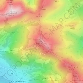 Mappa topografica Bleicherhorn, altitudine, rilievo