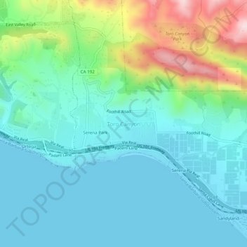 Mappa topografica Toro Canyon, altitudine, rilievo