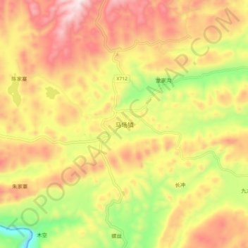Mappa topografica 马场镇, altitudine, rilievo