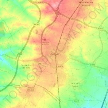 Mappa topografica Griñón, altitudine, rilievo