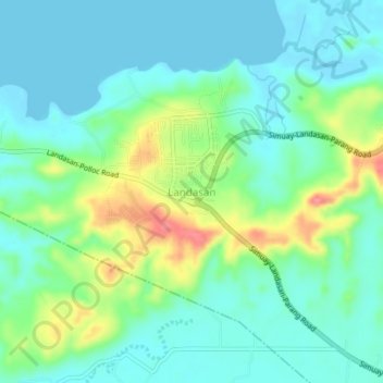 Mappa topografica Landasan, altitudine, rilievo