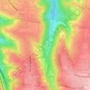 Mappa topografica Bernissa, altitudine, rilievo