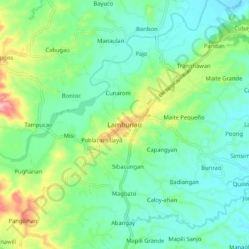 Mappa topografica Lambunao, altitudine, rilievo