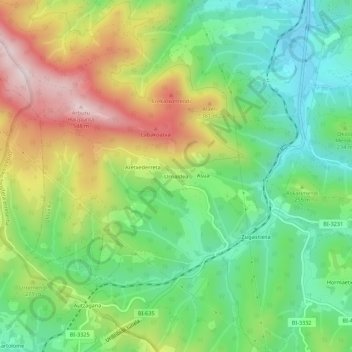 Mappa topografica Urrialdea, altitudine, rilievo