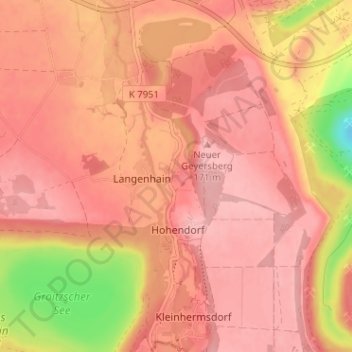 Mappa topografica Oellschütz, altitudine, rilievo