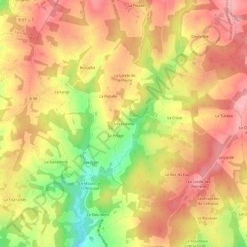 Mappa topografica Les Gravou, altitudine, rilievo