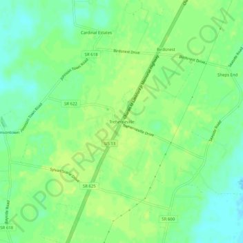 Mappa topografica Treherneville, altitudine, rilievo