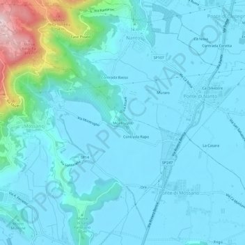 Mappa topografica Montruglio, altitudine, rilievo