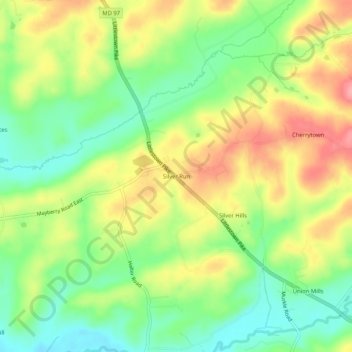 Mappa topografica Silver Run, altitudine, rilievo