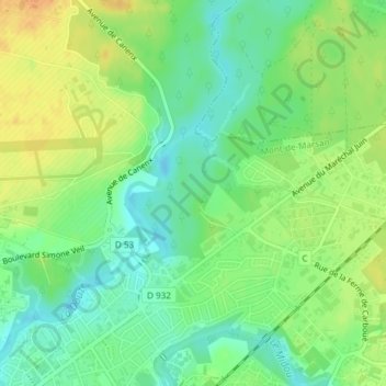 Mappa topografica Nonères, altitudine, rilievo