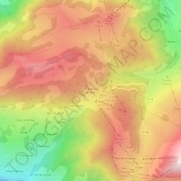Mappa topografica Les Maisons du Bois, altitudine, rilievo
